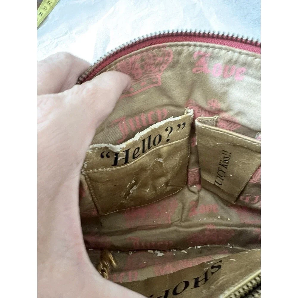 Vintage Pink Juicy Couture Tote Bag Purse Handbag Daydreamer Terry Cloth Heart